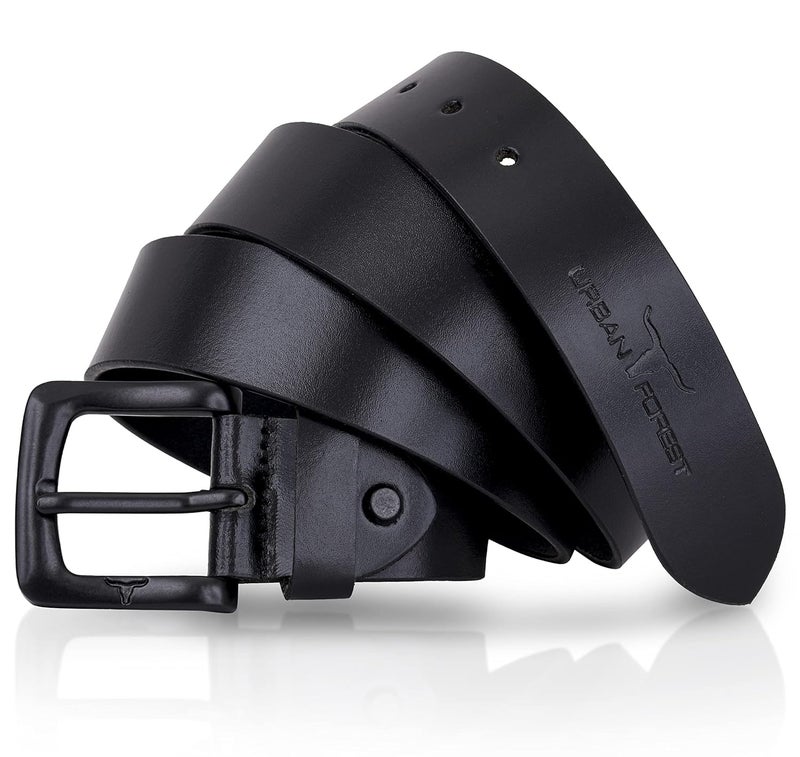 URBANFOREST مجموعة هدايا لمحفظة جلدية زرقاء وحزام كاجوال أسود للرجال - Image 3