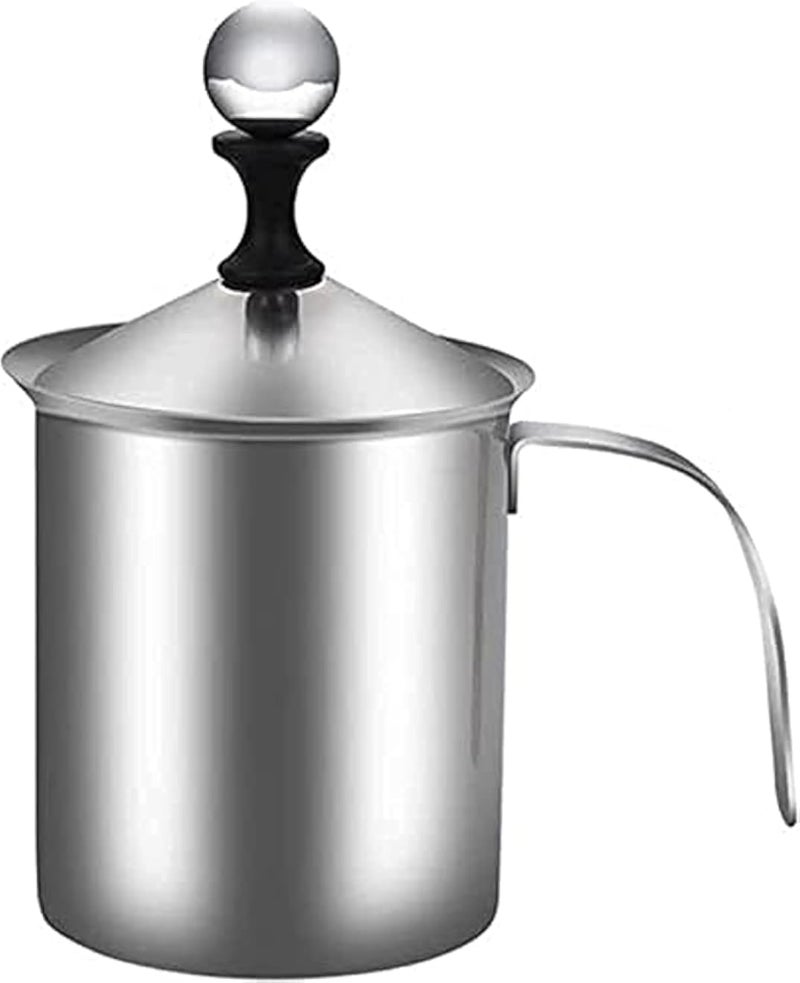 Double Mesh Milk Creamer 400ML Manual Milk Frother Stainless Steel Milk Foam Mesh Coffee Foamer Creamer