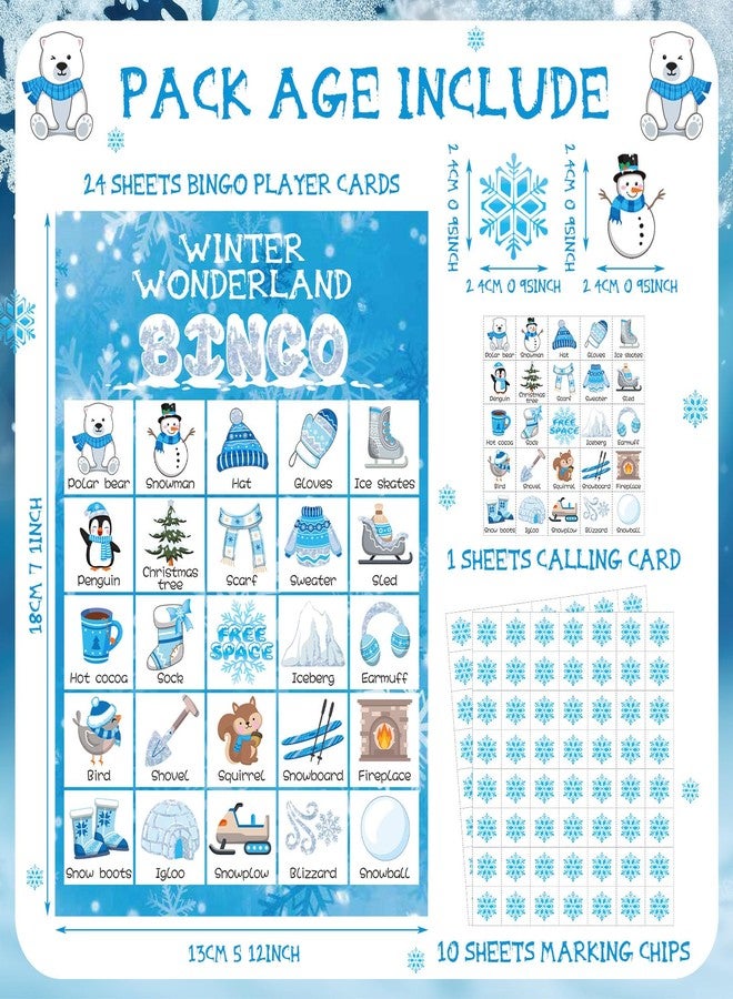 Liliful 35 Pcs Winter Bingo Games Christmas Bingo for Adult Boy Girl 24 Players Winter Wonderland Card Set Christmas Party Games for Teens School Family Holiday Party Favor - Image 2