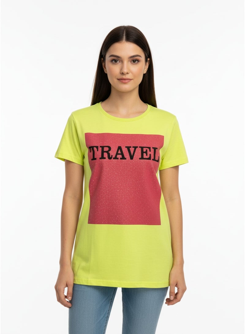 general Ladies T-shirt Blue Trend SS TA-AB21WNXTSNM088 - Image 1