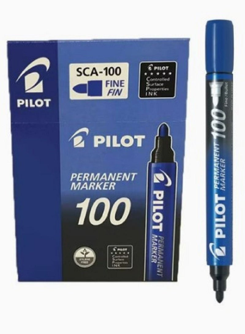 Pilot 12-Piece Blue Bullet Tip Permanent Marker SCA-100 - Image 4