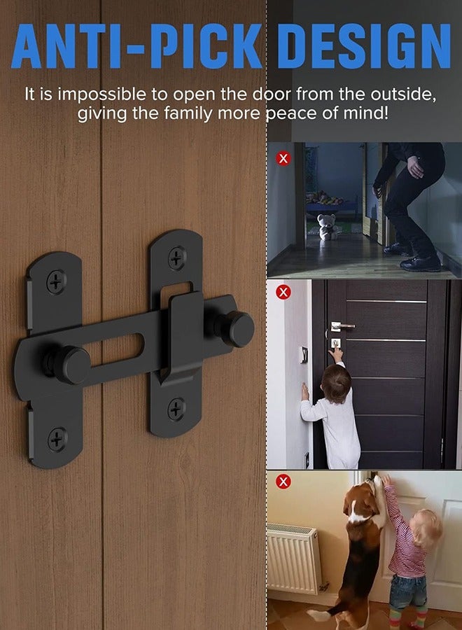 قفلان لباب الحظيرة المنزلق، مزلاجان من الفولاذ المقاوم للصدأ، قفل أمان قابل للطي، مناسب لخزانة النبيذ، الحمام، الأماكن الخارجية، المرآب، الحديقة، باب الخزانة. - Image 2