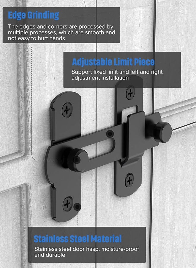 قفلان لباب الحظيرة المنزلق، مزلاجان من الفولاذ المقاوم للصدأ، قفل أمان قابل للطي، مناسب لخزانة النبيذ، الحمام، الأماكن الخارجية، المرآب، الحديقة، باب الخزانة. - Image 4