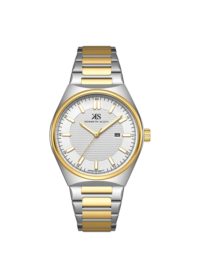 KENNETH SCOTT Men's White  Dial Analog Watch - K24016-TBTW