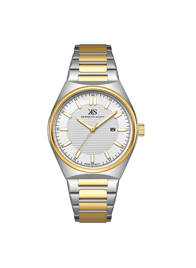 KENNETH SCOTT Men's White  Dial Analog Watch - K24016-TBTW  - Image 1