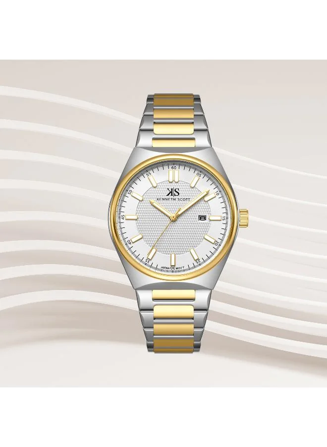 Kenneth Scott White Men's Stainless Steel Analog Watch K24016-TBTW - 42 mm for Men | Best Price UAE
