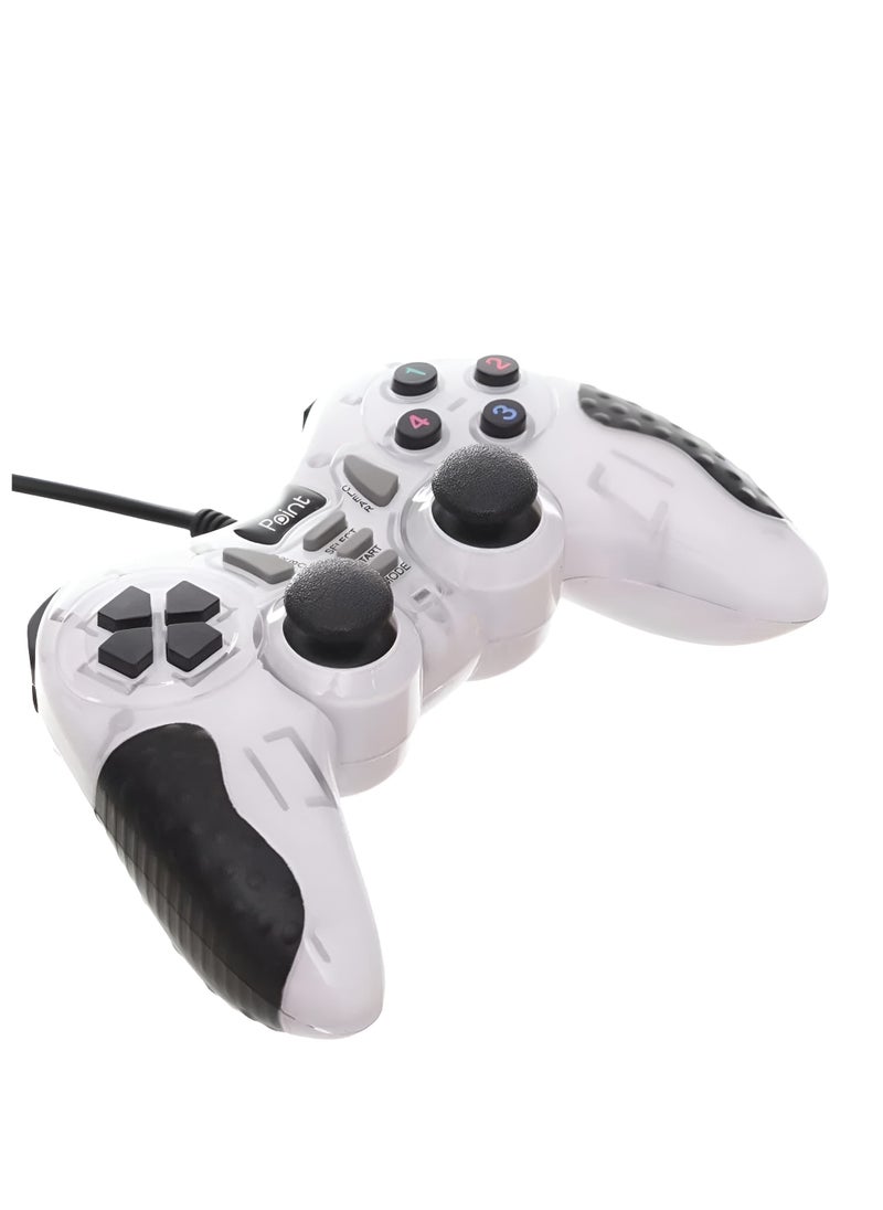 ماركة غير محددة - دراعه تحكم USB مزدوجة من Point PT-600D مع تأثير اهتزاز و 11 زر متوافقة مع ويندوز-رمادي - Image 1