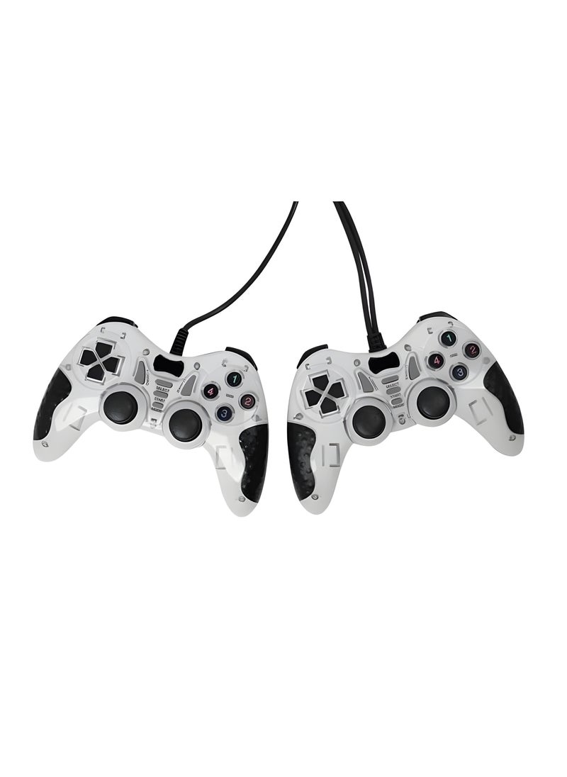 ماركة غير محددة - دراعه تحكم USB مزدوجة من Point PT-600D مع تأثير اهتزاز و 11 زر متوافقة مع ويندوز-رمادي - Image 1
