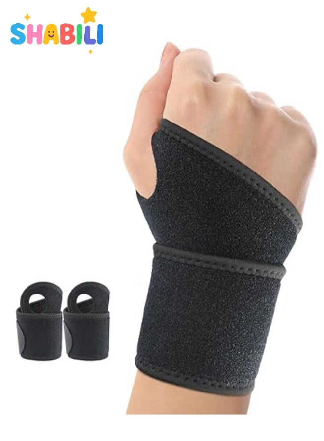 SHABILI 2 Pack Adjustable Wrist Support Braces – Black Fitness Straps for Weightlifting, Power Training & Gym Workouts – 40x10x1cm Size - Image 1