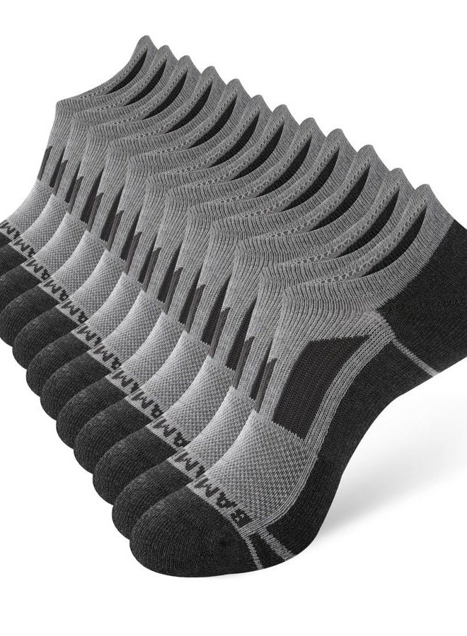 BAMBOO COOL Men's No-Show Socks Low Cut Breathable Moisture-Wicking Socks Non Slip Running Workout casual, 6 Packs, Medium Gray*6, L - Image 1