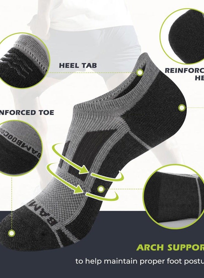BAMBOO COOL Men's No-Show Socks Low Cut Breathable Moisture-Wicking Socks Non Slip Running Workout casual, 6 Packs, Medium Gray*6, L - Image 2