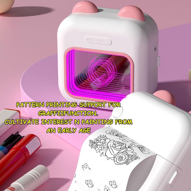 Thermal Label Printer, Compact Portable Inkless Printer with Bluetooth Connection & 7 Color Breathing Light Design, Rechargeable Printing Devices for School Home Office - Image 3