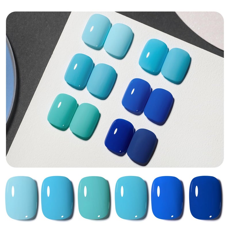 GAOY Blue Gel Nail Polish, Royal Navy Baby Bright Llight Blue Gel Polish Kit for Salon Manicure and Nail Art DIY at Home - Image 1