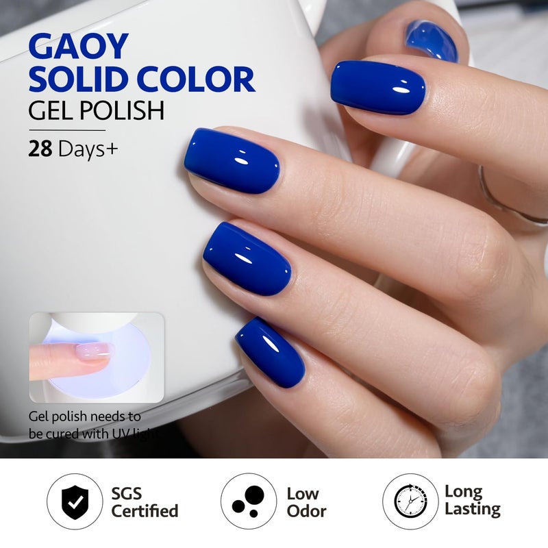 GAOY Blue Gel Nail Polish, Royal Navy Baby Bright Llight Blue Gel Polish Kit for Salon Manicure and Nail Art DIY at Home - Image 4