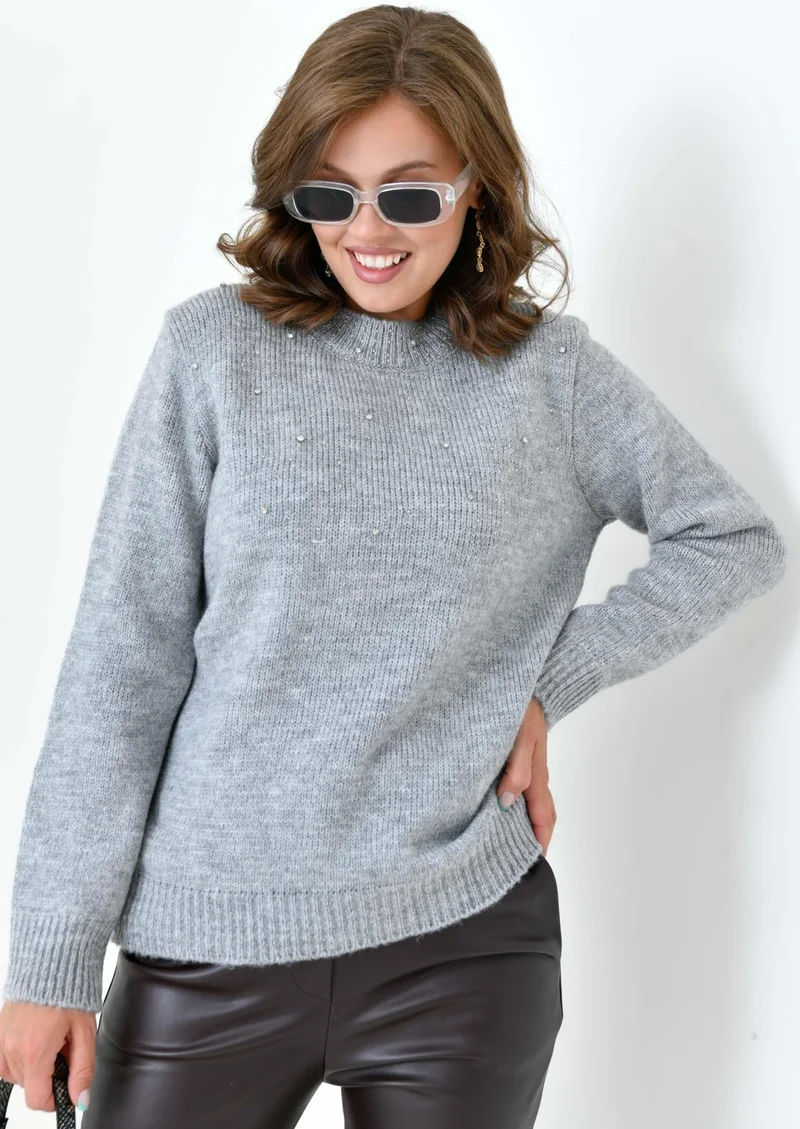 Garmi Women's Beaded Sweater Gray