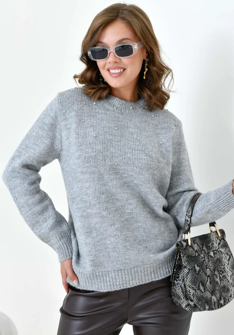 Garmi Women's Beaded Sweater Gray