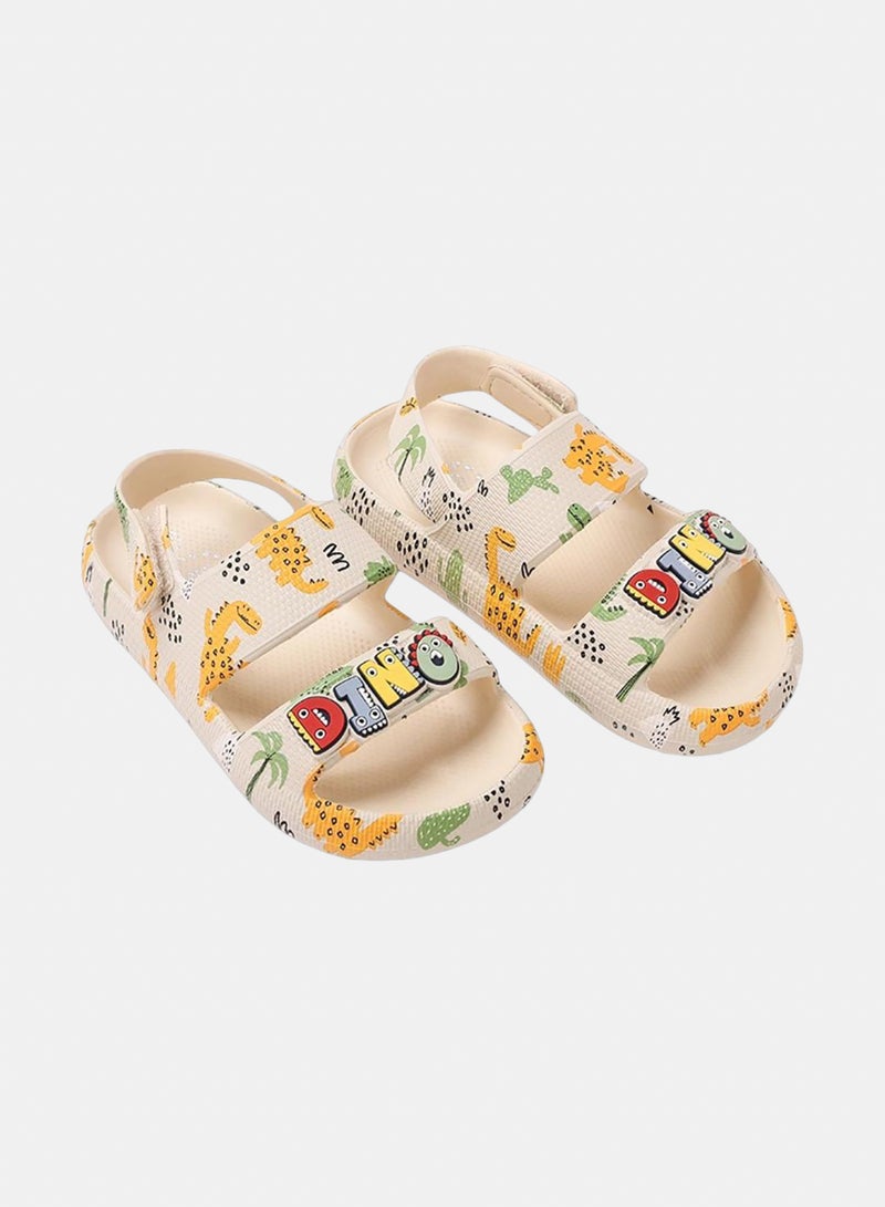 CUBS Baby Boys Rubber Sandal – Beige with "Dino" Design - Image 1