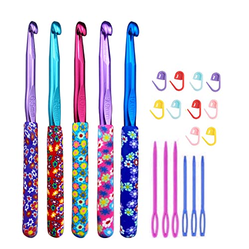 Weabetfu Large 5 Size Aluminum Crochet Hook Set 6.5m(K)/7mm/8mm(L)/9mm(M)/10mm(N) Knitting Needles Craft Weave Yarn Set Polymer Clay Crochet Needles for Crocheting - Premium Knitting Crochet Supplies - Image 1