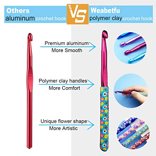 Weabetfu Large 5 Size Aluminum Crochet Hook Set 6.5m(K)/7mm/8mm(L)/9mm(M)/10mm(N) Knitting Needles Craft Weave Yarn Set Polymer Clay Crochet Needles for Crocheting - Premium Knitting Crochet Supplies - Image 2