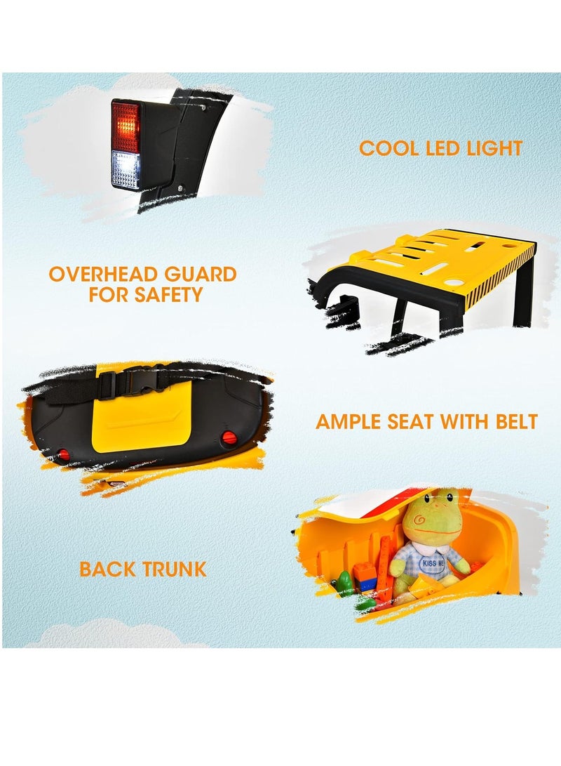 رافعة شوكية للأطفال - سيارة ركوب رافعة شوكية للأطفال بقوة 12 فولت، سيارة كهربائية مرخصة تعمل بالبطارية من JCB مع شوكة قابلة للرفع، وجهاز تحكم عن بعد، وحزام أمان، ونظام تعليق زنبركي، باللون الأصفر - Image 4