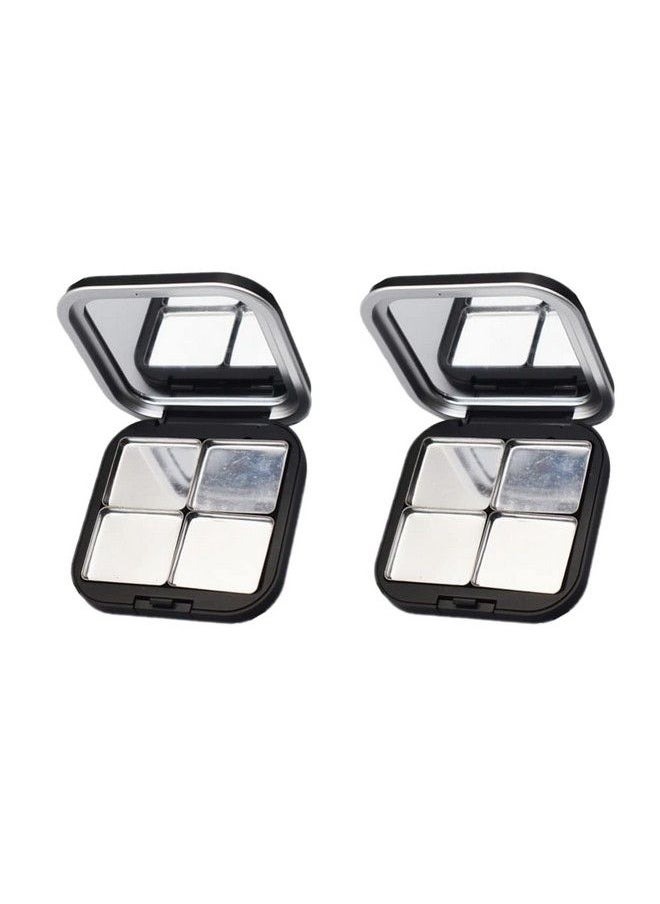 Beaupretty Makeup Palettes Blush Pallet Makeup 2Pcs Empty Eyeshadow Diy Lipstick Lip Balm Blusher Containers Refillable Makeup Storage Case Box With Mirror Magnetic Pallet For Makeup Black Eyeshadow  - Image 2