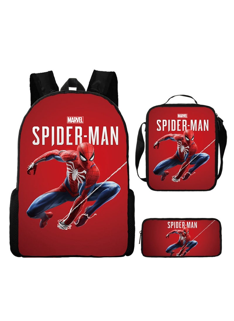 Spider-Man Spiderman Three-Piece Cartoon Backpack For Primary School Students 29*42*16cm 