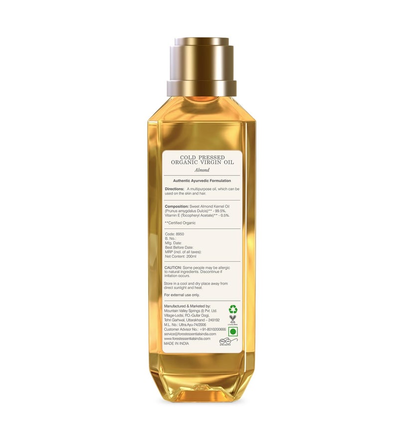 Forest Essentials Organic Cold Pressed Virgin Almond Oil - 200ml - Image 5