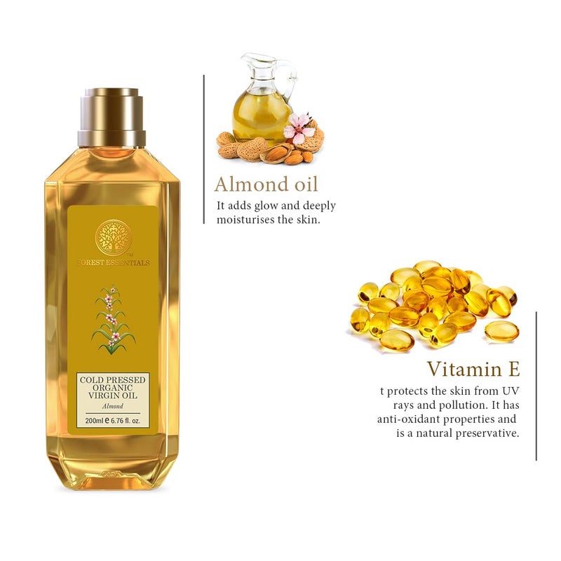 Forest Essentials Organic Cold Pressed Virgin Almond Oil - 200ml - Image 4
