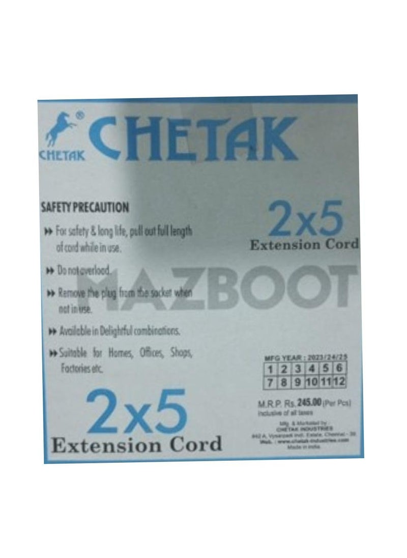 Generic Chetak MAZB 2x5 Extension Cord Ultra Smooth Rotation 6A240V AC  - Image 3