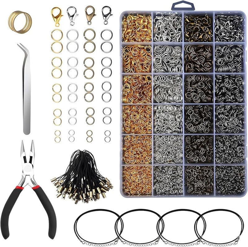 4000 Open Jump Rings Jewelry Making Kit with Tools Chains Clasps 4 Colors DIY Bracelet Necklace Craft - Image 2