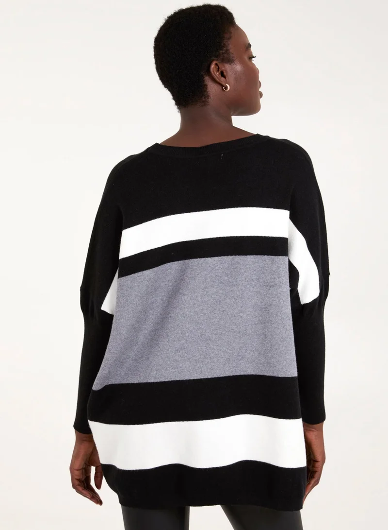 بلو فانيلا كنزة مخططة متعددة الألوان