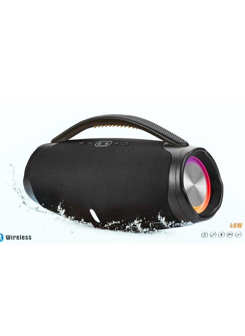 Generic - BOOMSBOX3 Wireless Speaker - HiFi Sound, Dazzle Color Lamp, Portable, 3000mAh Battery-BLACK - Image 1
