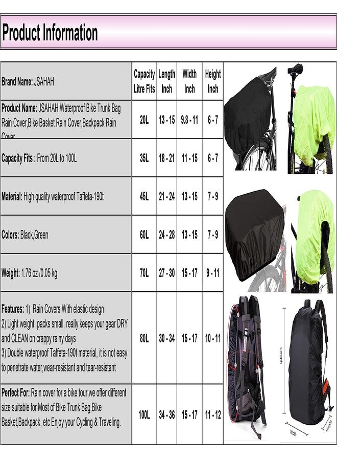 JSAHAH Bicycle Rear Rack Rain Cover Bike Trunk Rain Cover Black (35L Black, 35L) - Image 4