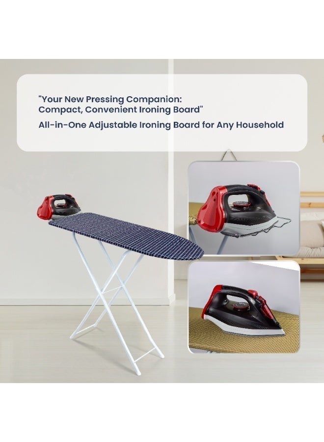 Clean and Care Ironing Board Size A 110cm x 30cm Strong Board 4 Adjustable Heights Iron Durable Stand High Quality Cushion Foldable Space saving - Image 2