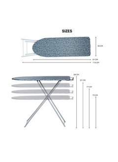 Clean and Care Clean and Care Ironing Board Size A 110cm x 30cm Strong Board 4 Adjustable Heights Iron Durable Stand High Quality Cushion Foldable Space saving Black Checked  - Image 4