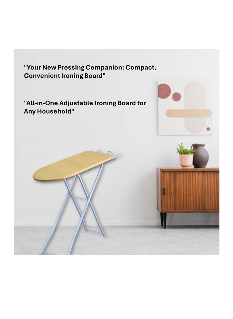 Clean and Care Clean and Care Ironing Board Size A 110cm x 30cm Strong Board 4 Adjustable Heights Iron Durable Stand High Quality Cushion Foldable Space saving Black Checked  - Image 5