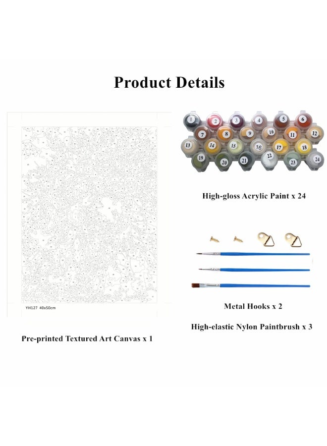 Paint by Numbers Kit for Adults, 40 x 50 cm Canvas (Without Frame), 24 Acrylic Paints, 3 Paintbrushes, DIY Sunflower Oil Painting Set for Home Decor Gift - Image 2