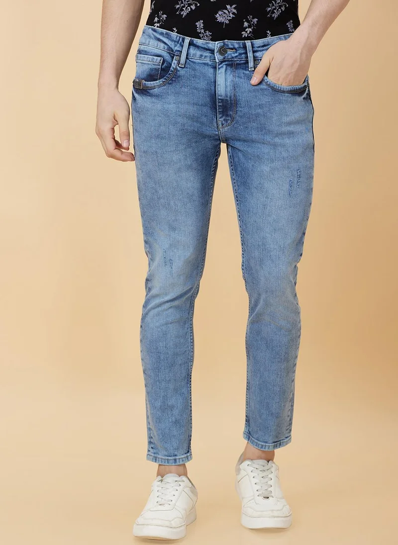 Men Low Distress Heavy Fade Stretchable Jeans