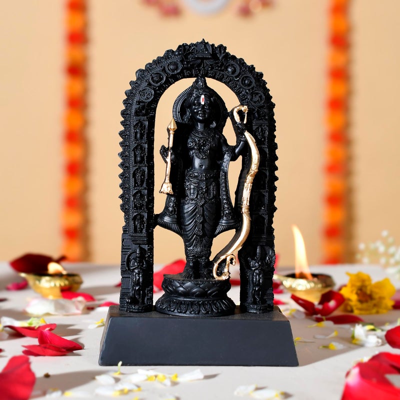 Craftam Polyresin Ram Lalla Idol,Shree Ram Lala Ayodhya Murti Statue for Home Temple Mandir Pooja, Black Decorative Gift for Diwali & Religious Decor(Black,7 Inch) - Image 5