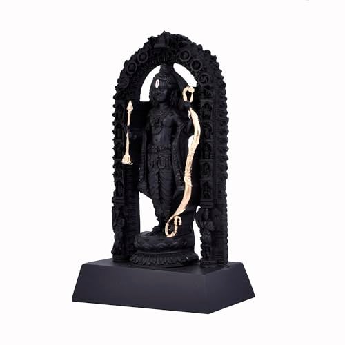 Craftam Polyresin Ram Lalla Idol,Shree Ram Lala Ayodhya Murti Statue for Home Temple Mandir Pooja, Black Decorative Gift for Diwali & Religious Decor(Black,7 Inch) - Image 4