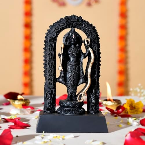 Craftam Polyresin Ram Lalla Idol,Shree Ram Lala Ayodhya Murti Statue for Home Temple Mandir Pooja, Black Decorative Gift for Diwali & Religious Decor(Black,7 Inch) - Image 1