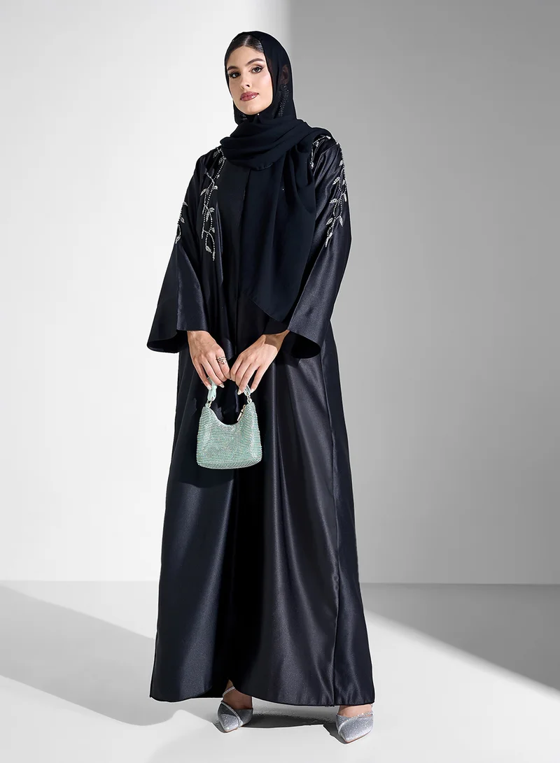 Khizana Abaya With Back Detail Embellishment & Sheila