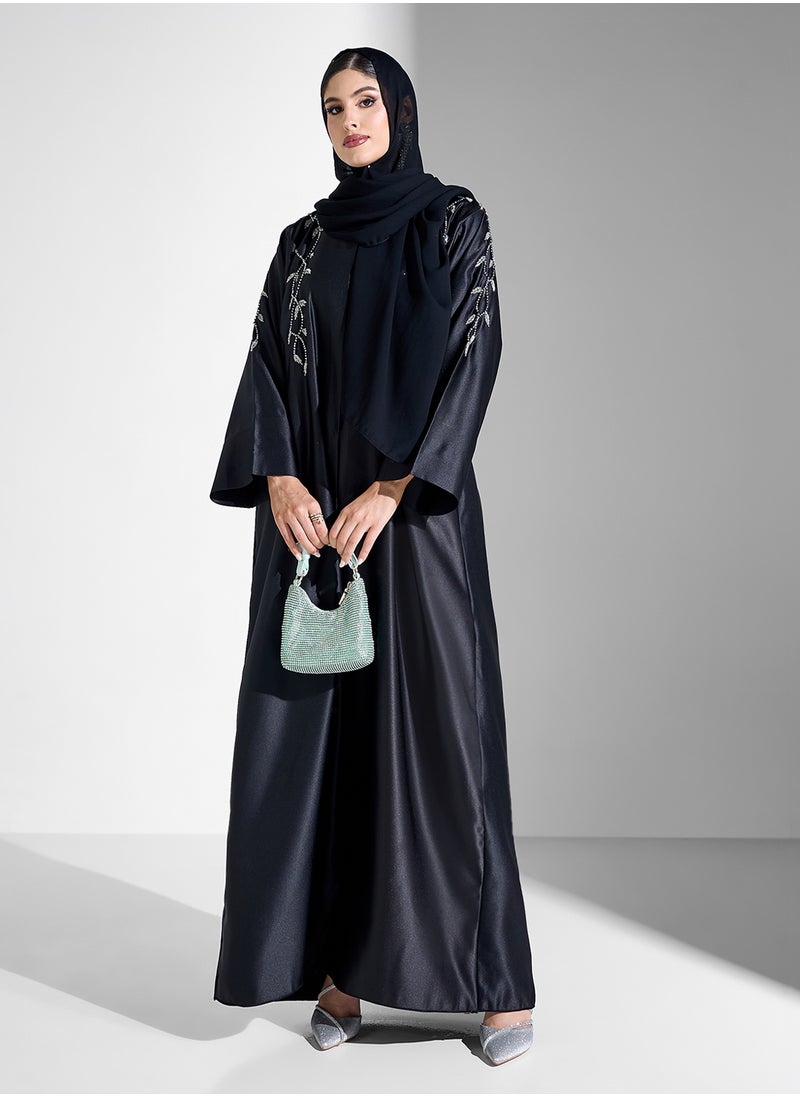 Khizana Abaya With Back Detail Embellishment & Sheila  - Image 5