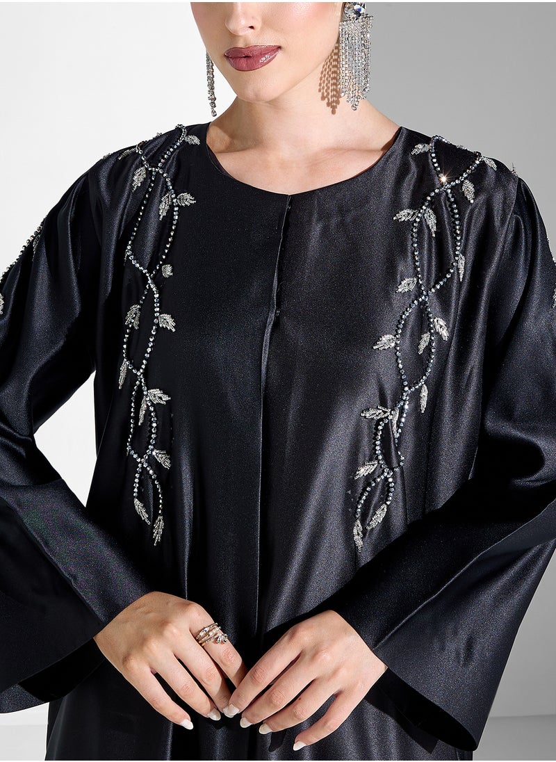 Khizana Abaya With Back Detail Embellishment & Sheila  - Image 3