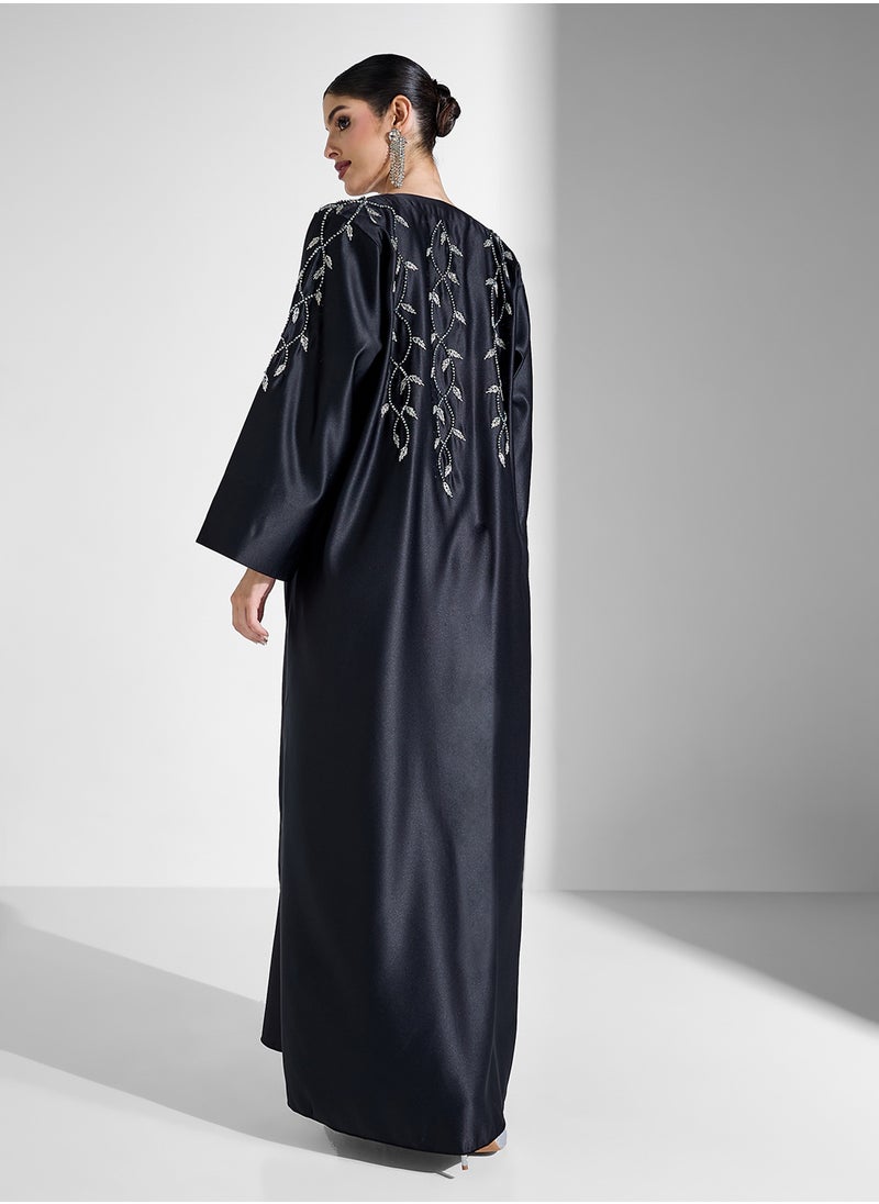 Khizana Abaya With Back Detail Embellishment & Sheila  - Image 2
