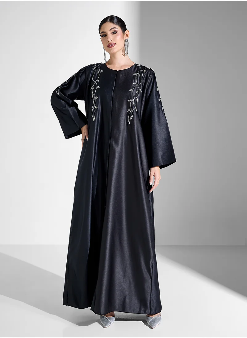 Khizana Abaya With Back Detail Embellishment & Sheila