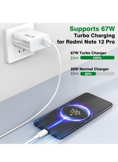 Generic 67W Fast Charger Plug Compatible with  Xiaomi, 5A/1M Turbo Charging Cable, Type A Wall Charger UK, USB C Cable for Xiaomi 15/14/14T/13/13 Lite 13/13 Pro/12T/12 12X Redmi Note 14/13/12/11 Pro/10/K80/K70/K60/Xiaomi POCO F6/ F5 Pro  - Image 4