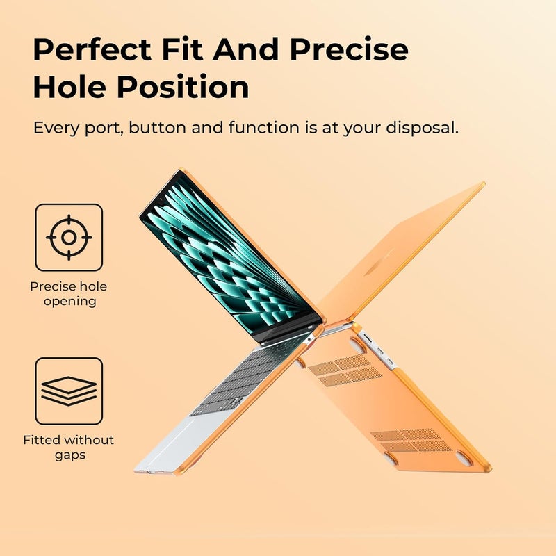 Compatible with MacBook Air 13 inch Case M5 M4 M3 M2 2026 2025-2022 Mac Book Air 13.6" Transparent Hard Shell for A3449 A3240 A3113 A2681 Plastic Cover Smooth Skin - Crystal Cosmic Orange - Image 4