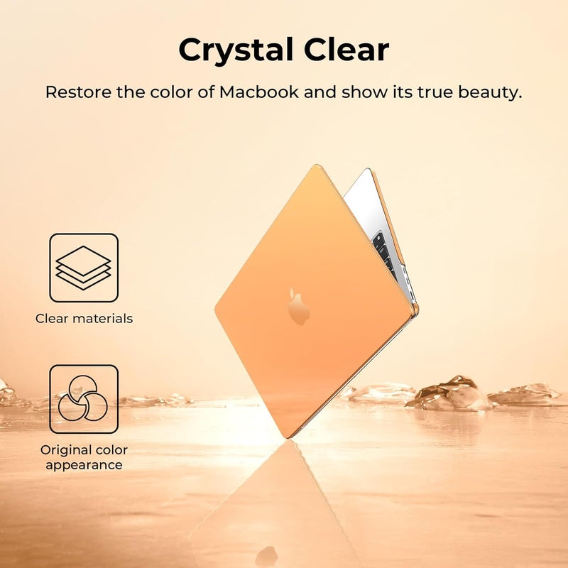 Compatible with MacBook Air 13 inch Case M5 M4 M3 M2 2026 2025-2022 Mac Book Air 13.6" Transparent Hard Shell for A3449 A3240 A3113 A2681 Plastic Cover Smooth Skin - Crystal Cosmic Orange - Image 3