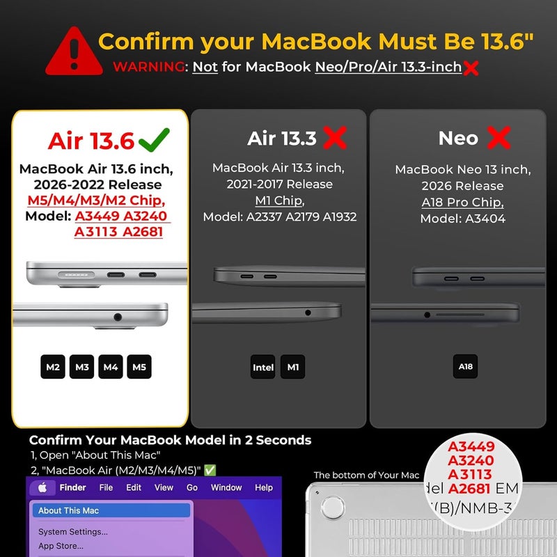 Compatible with MacBook Air 13 inch Case M5 M4 M3 M2 2026 2025-2022 Mac Book Air 13.6" Transparent Hard Shell for A3449 A3240 A3113 A2681 Plastic Cover Smooth Skin - Crystal Cosmic Orange - Image 2